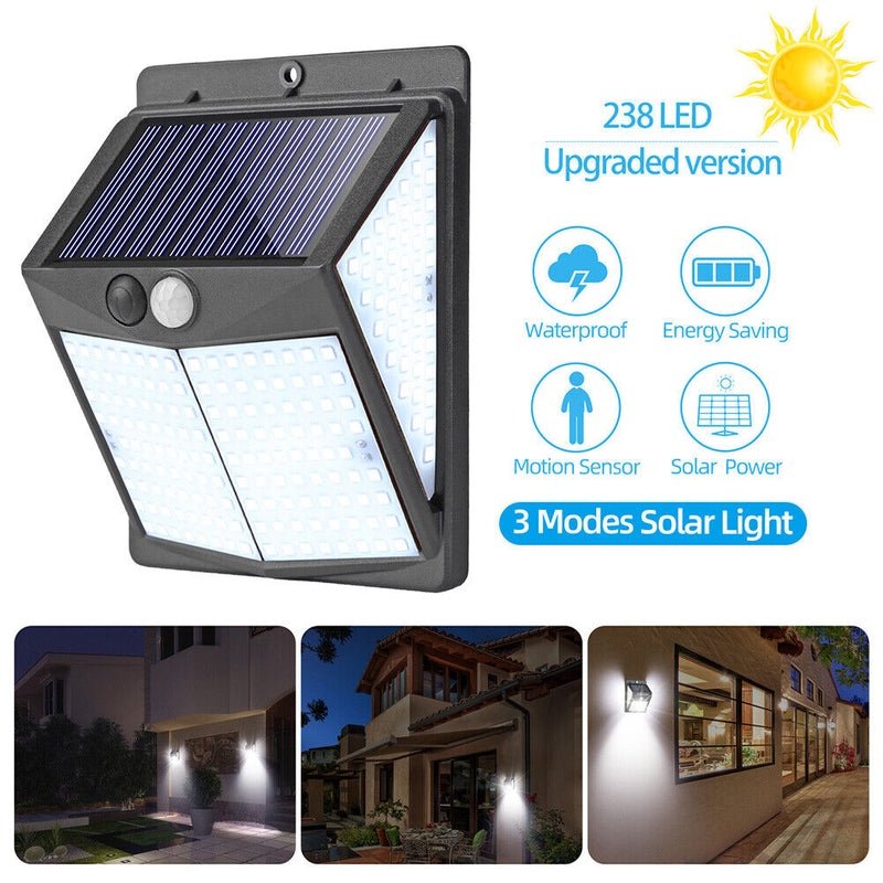 238LED Solar Wall Lamp Waterproof Motion Sensor Outdoor Garden Decor Light