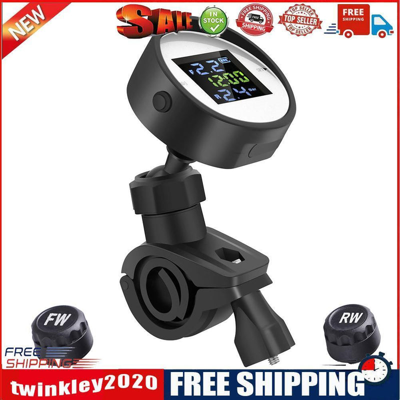 Motorcycle TPMS Motorbike Tire Pressure Monitor with 2 External Sensors