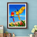 Beach Parrots DIY Diamond Painting Kits Full Square Drill Mosaic (20X30cm)