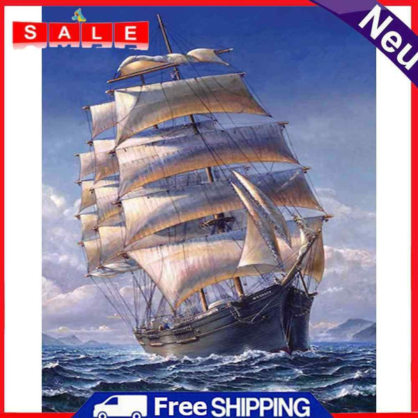 Oil Paint By Numbers Picture DIY Drawing Painting Abstract Boat Art Crafts