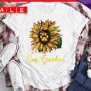 White XL Flower Fashion Dog Grandma O Neck Women Short Sleeve T-Shirt-07724