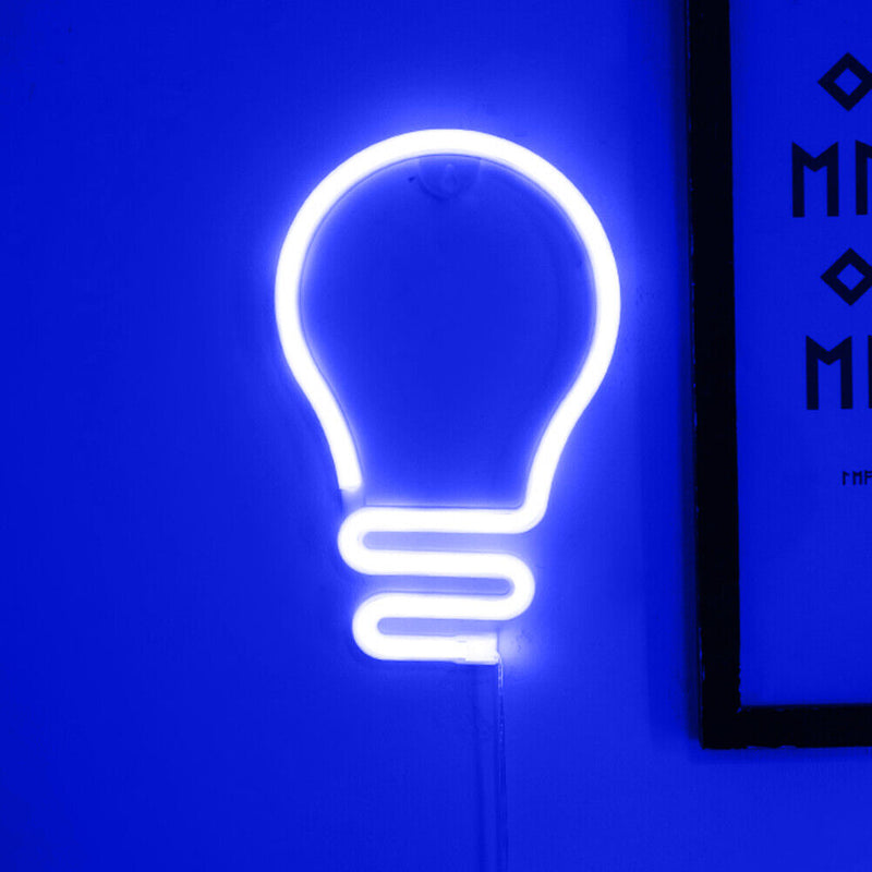 Light Bulb LED Neon Light Neon Sign Hanging Decoration Night Lamp (Blue)