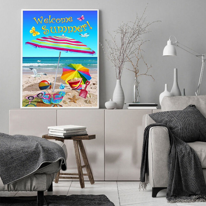 Welcome Summer Oil Paint By Numbers Kits DIY Handpainted on Canvas Wall Art Gift