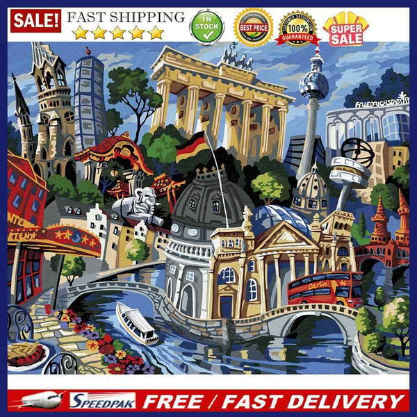 Old Buildings Oil Paint By Numbers Kits DIY Canvas Wall Art Picture Craft Dec