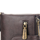 Men Retro Casual Multi-Slot Short Wallet Zipper Purse Card Holder with Chain
