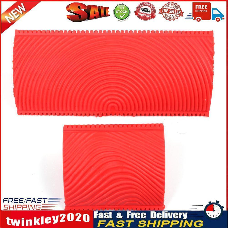 2pcs Rubber Red Wood Grain Graining Pattern Wall Paint DIY Painting Tool Newly