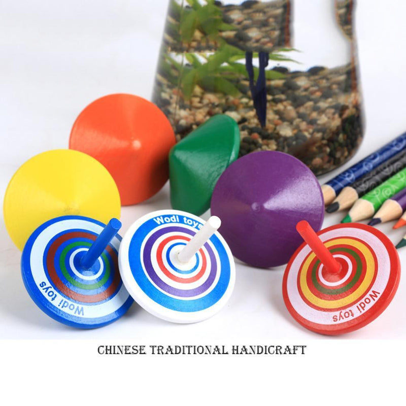 Wood Gyro Kids Toys Relief Stress Desktop Spinning Top Toys Gifts (Circle) Newly