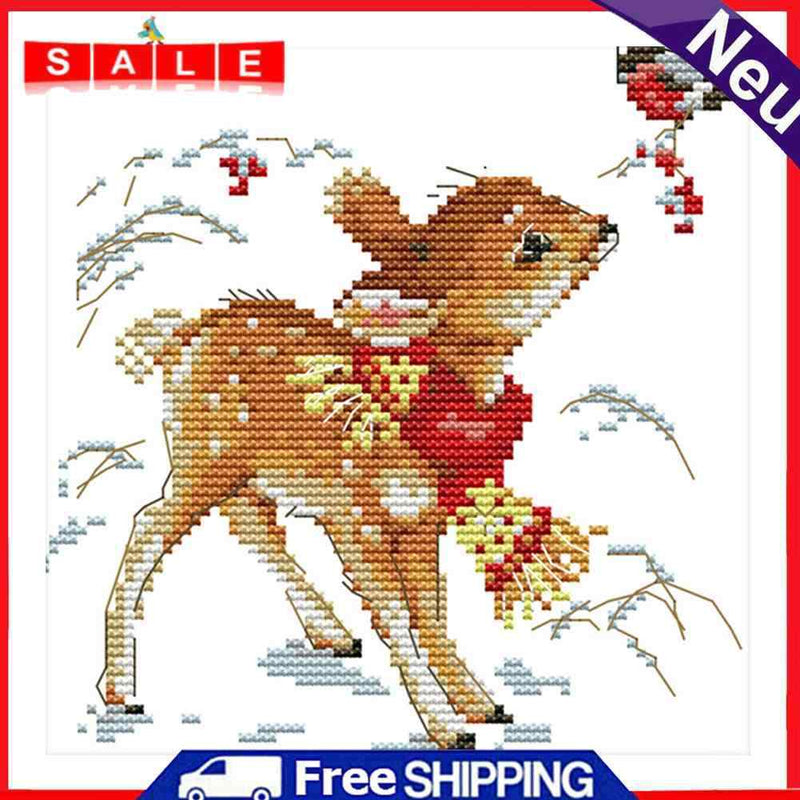 14CT Printed Partial Cross Stitch DIY Little Deer Hand Painting Room Decoration