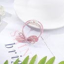 Korean Pearls Elastic Rubber Band Sweet Bow Girls Ponytail Holder (Pink)