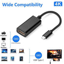 Type-C to HDMI-Compatible Adapter 4kx2k 30Hz 1080P Phone PC TV Wire (Black)