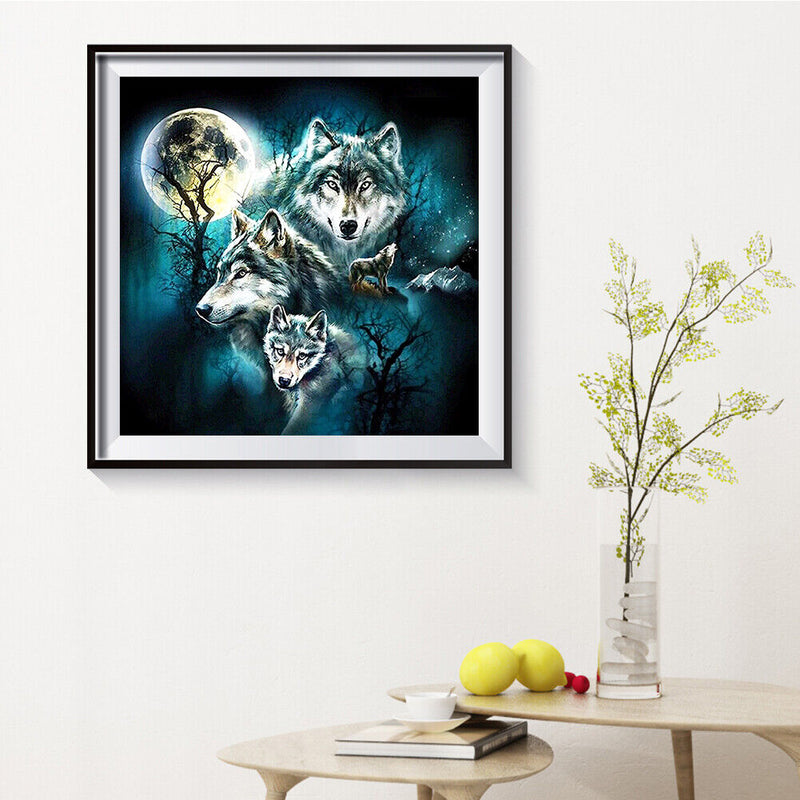 Oil Paint By Numbers Picture DIY Drawing Painting Night Wolf Paint Decor Art