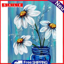 Blue Flowers Full Drill Mosaic Round Diamond Painting DIY Rhinestones Picture