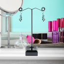Acrylic Metal Stud Earring Display Rack Stand Jewelry Holder (Black L)