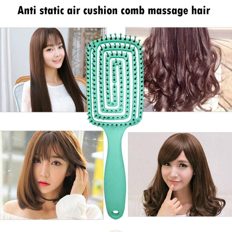 Massager Comb Wide Teeth Anti-static Salon Styling Smooth Hair Combs (Green)