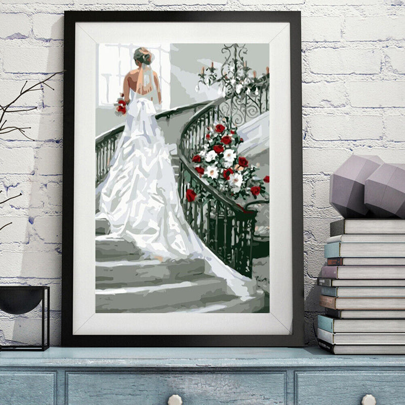 The Bride in the Stairs No Frame Pictures By Number DIY Digital Coding Oil Paint