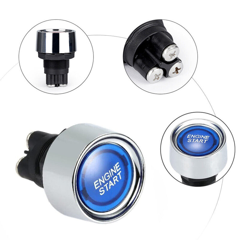 Start Switch DC 12V 50A Start Engine Button Stater Ignition ON/OFF (Blue)