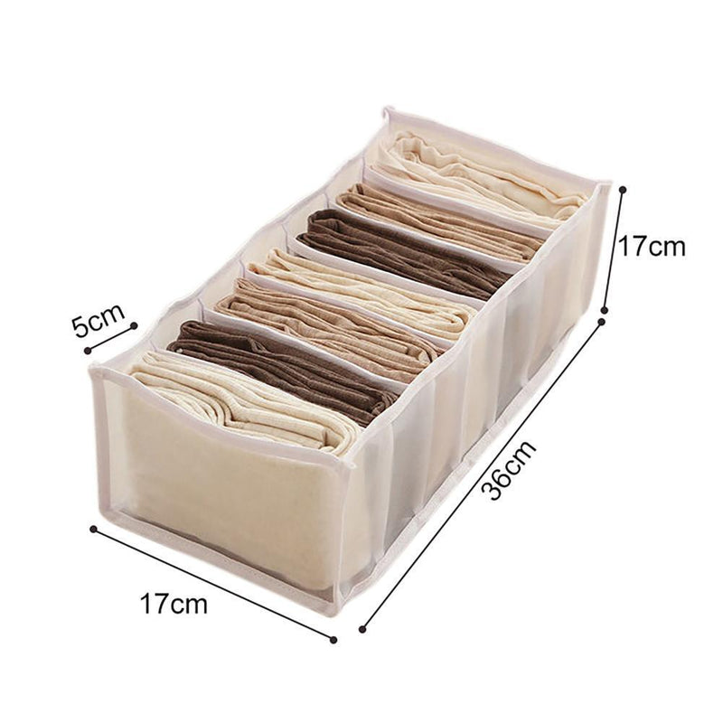 4pcs  Cloth Drawer Organizer Cabinet Closet  for Leggings (7 Cell White)