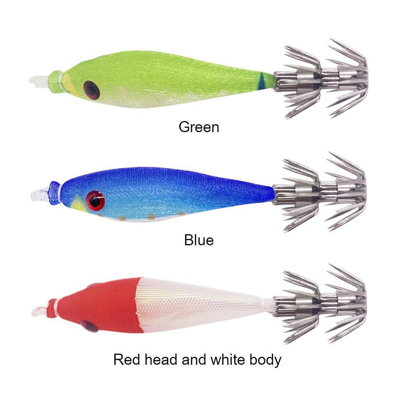 2pcs 7cm 4g Luminous Artificial Wood Shrimp Hook Fishing Lures (Red White)