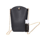 Women PU Leather Mini Phone Bag Chain Bag Shoulder Crossbody Bag(Black)