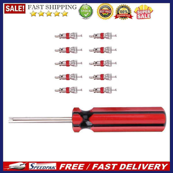 10pcs Tyre Valve Cores w/ Remover Tool for Schrader Car Bike Motorcycle
