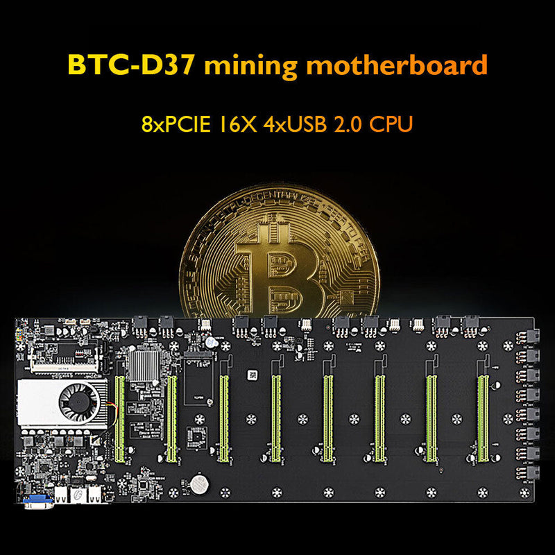 BTC-D37 Mining Motherboard Expandable 8 PCIE 16X USB2.0 DDR3 SODIMM Slot
