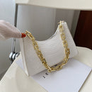 Women Alligator Pattern Pure Color Underarm Bag Casual Thick Chain PU Handbags