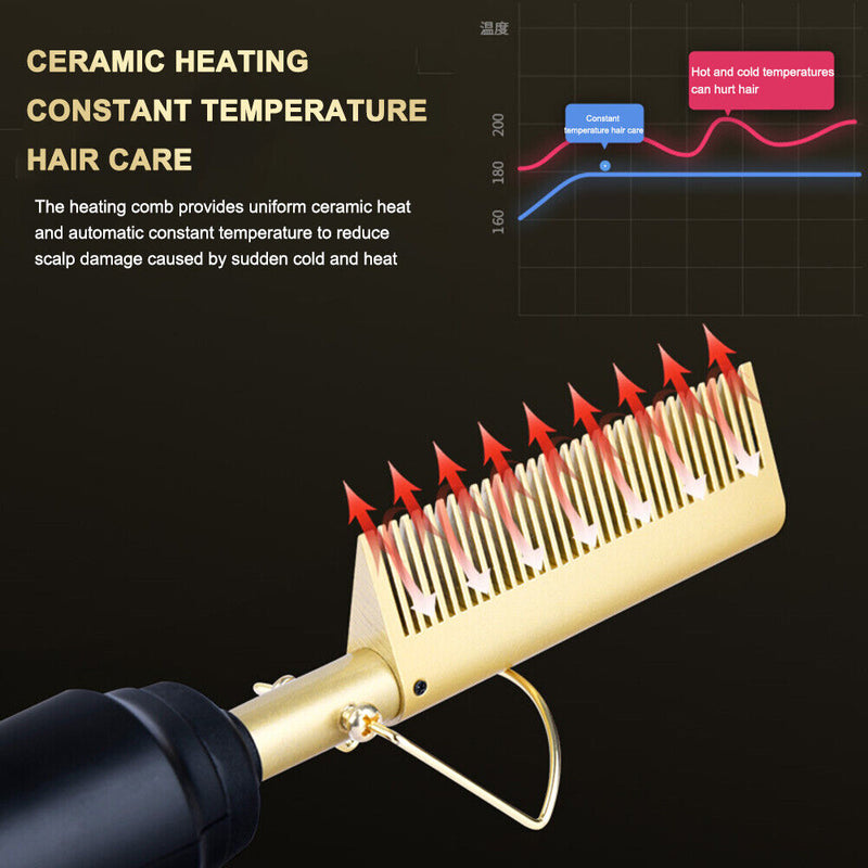 3-Speed Temperature Adjustment Comb Hair Straightening Constant Heating Combs