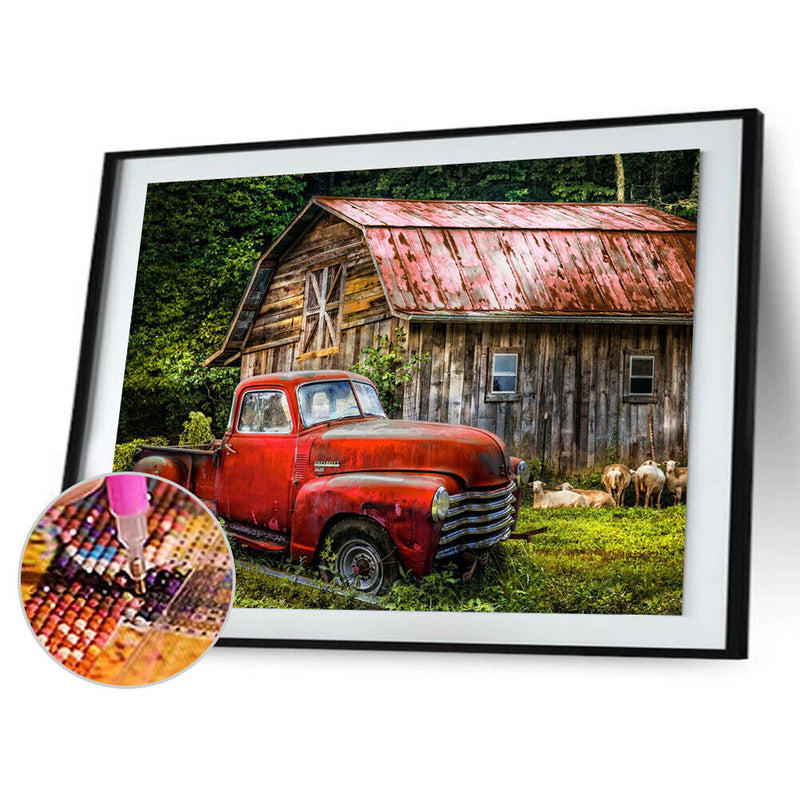 DIY Cabin Car Rhinestone Picture Mosaic Full Round Drill Diamond Painting Craft