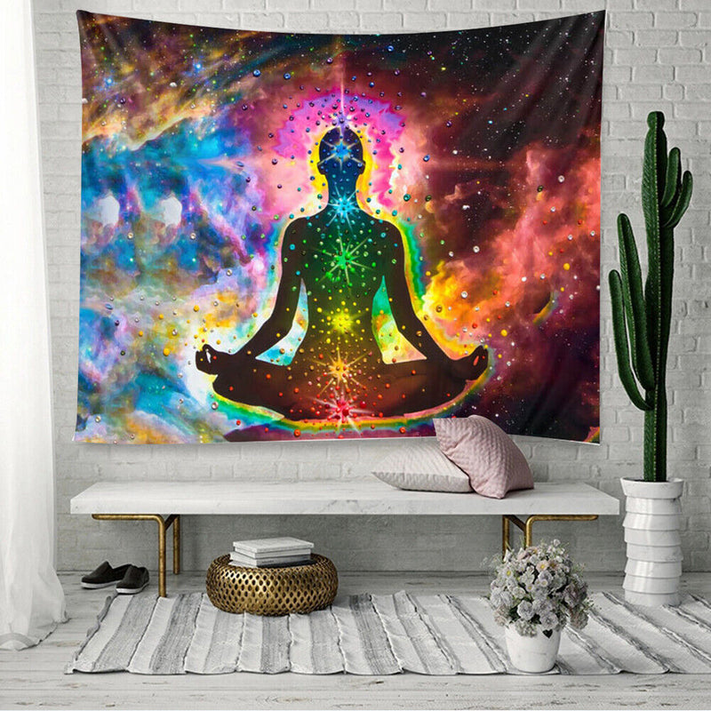 Multifunction Meditation Man Wall Tapestry Hanging Blanket Beach Camp Rug