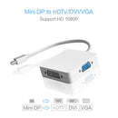 Homever 3"" 1 Mini DP DisplayPort to HDMI DVI VGA Display Port Cable Adapter Wi