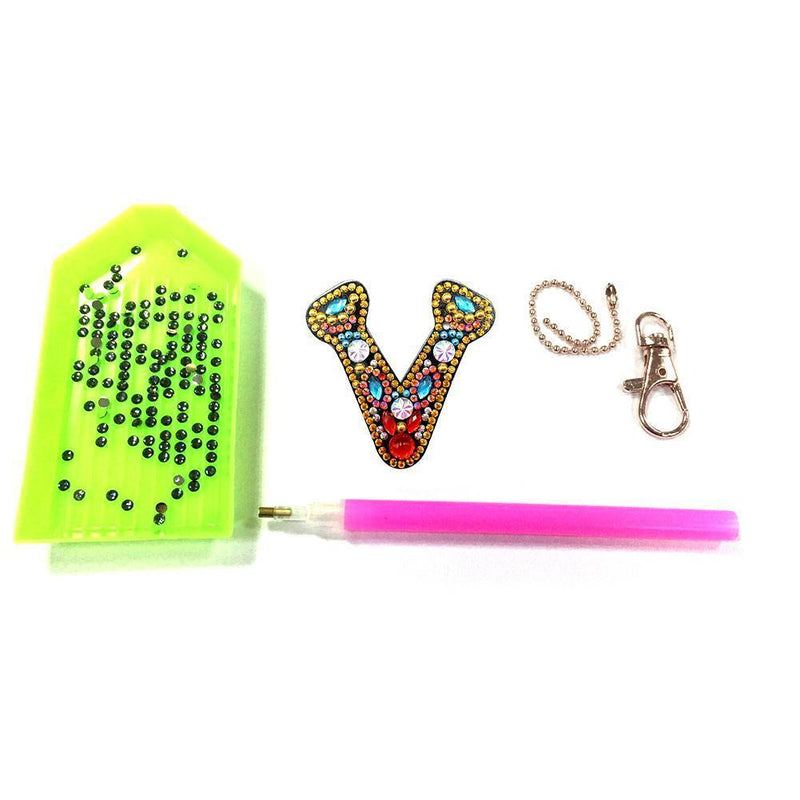DIY Key Chain Diamond Painting Letters Women Bag Keyring Pendant Gift (V) Newly