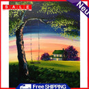 DIY Hand Painted Paint By Numbers Oil Canvas Pictures Evening Cabin Ornament Kit