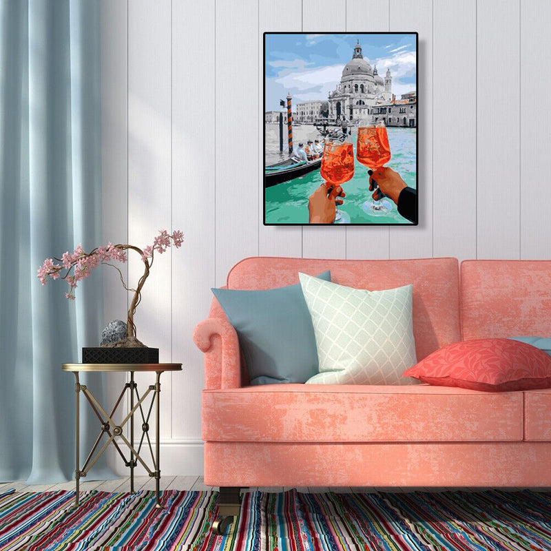 Hand Painted Craft Frameless DIY Cheers Painting By Numbers Digital Oil Picture