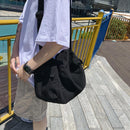 Soft Canvas Shoulder Crossbody Bag Large Capacity Casual Handbags (Black)
