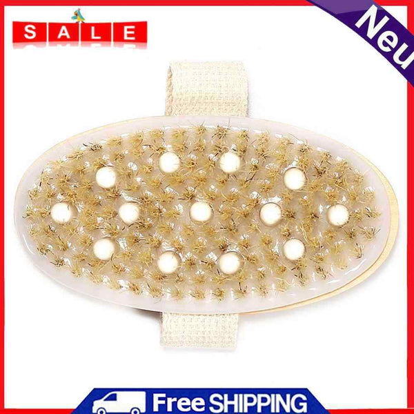 Wooden Bristle Body Brush Dry Wet Bath Scrubber Massager Exfoliate Shower Tools