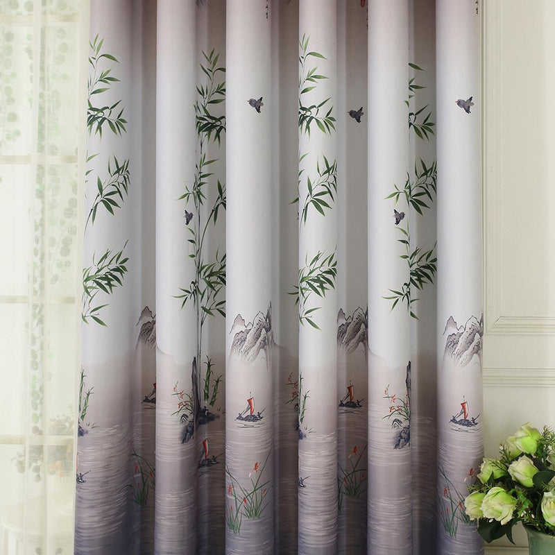 Pastoral Printed Blackout Curtains Window Blinds Drapes Living Room Decor