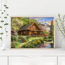 Paint By Numbers Kit DIY Lodge in Forest Colouring Oil Art Picture Craft
