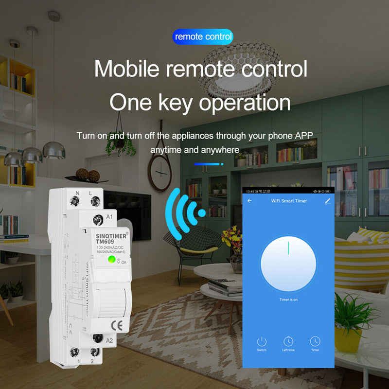 TM609 Tuya WiFi Switch 100-240V APP Control Smart Wireless Remote Switch Timer