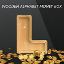 Creative Saving Box 26 English Alphabet Wooden Money Storage Box Jar (L) Newly