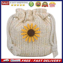 Women Straw Woven Shoulder Bag Ladies Sunflower Drawstring Small Crossbody Pouch