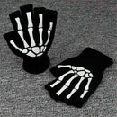 Gothic Knitted Black with White Skeleton Bones Fingerless Gloves Punk~ Sale I3N5