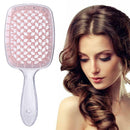 Wide Teeth Air Cushion Comb Scalp Massage Hair Brush (Transparent Pink)