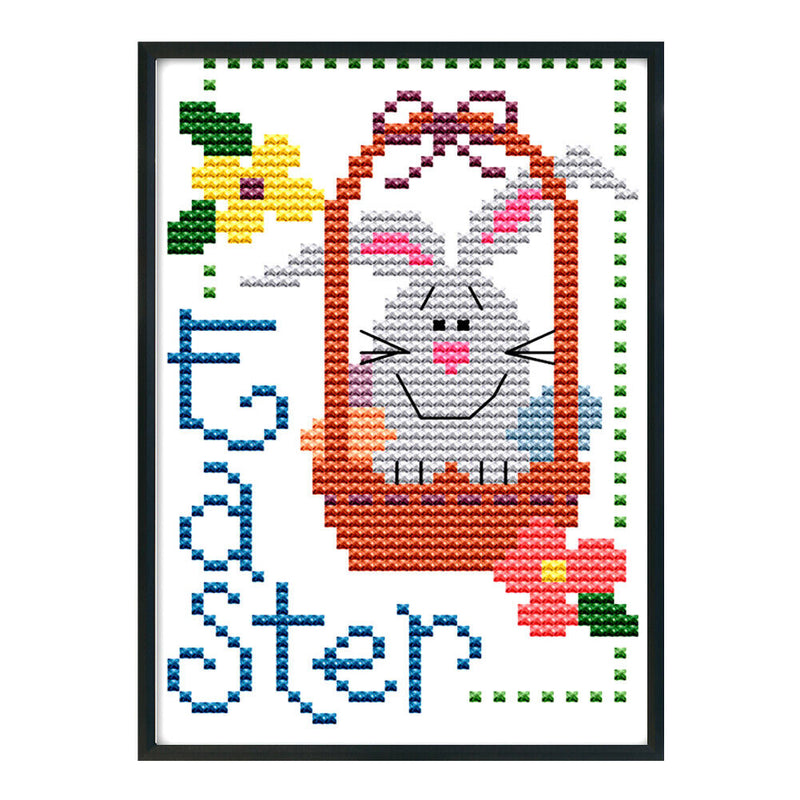 14CT Stamped Cross Stitch Kits DIY Cartoon Easter Artwork for Home Decor Gift