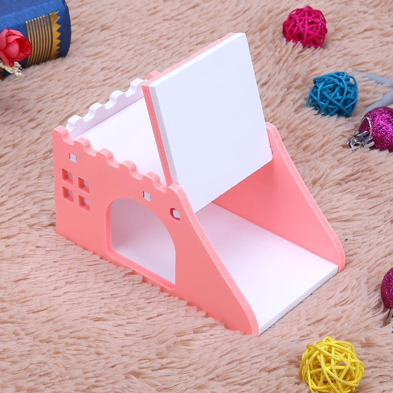 Hamster Staircase Villa Sleeping House Bear Pet Nest Log Cabinet(Pink)