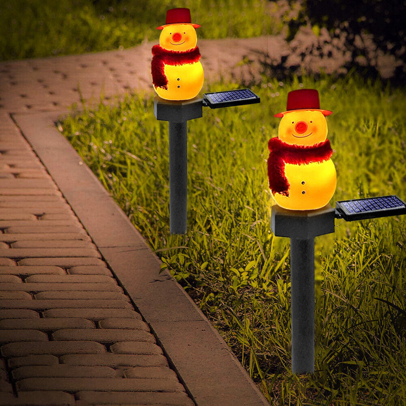 Christmas Solar Snowman Ground Lamp Garden Lawn Light Outdoor Lighting (B) Newly