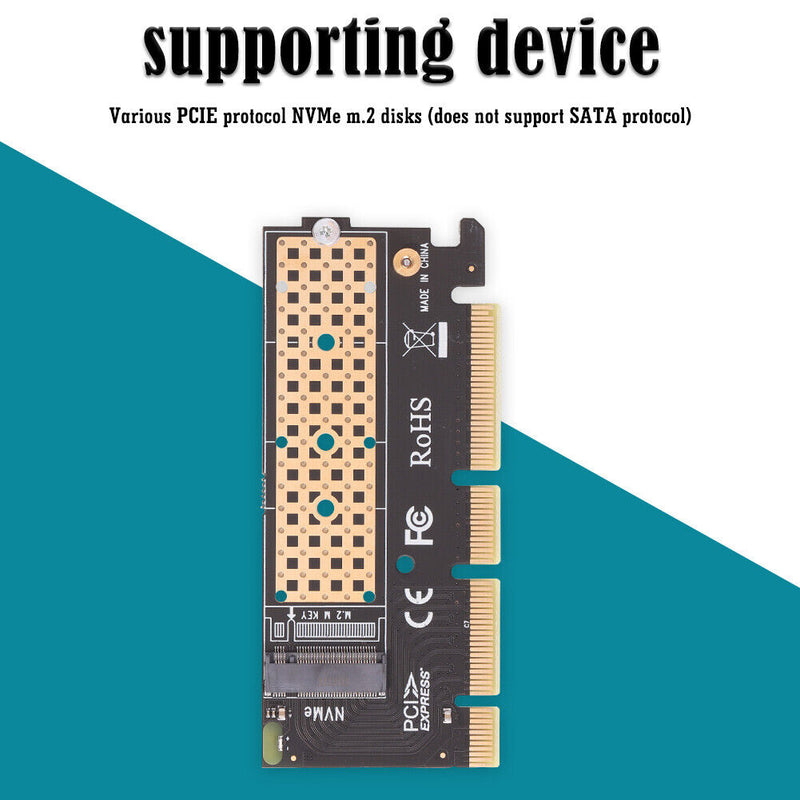 Computer NVME M.2 to PCI-E 16X Riser Card M-key M.2 PCIE X16 Expansion Extender