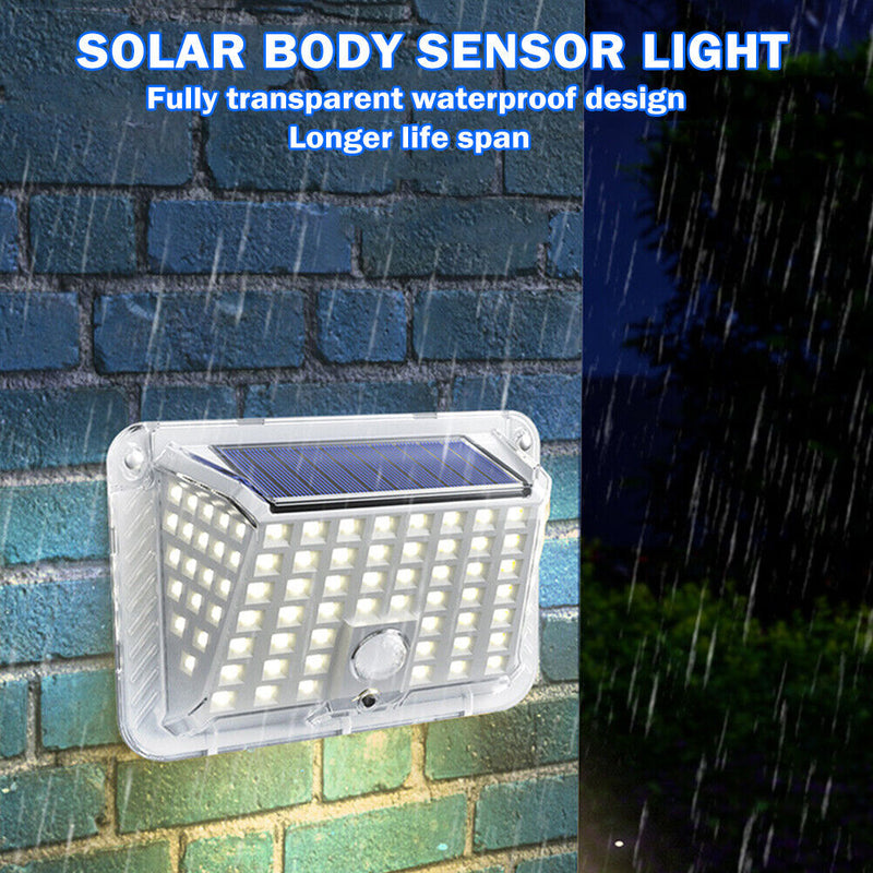 90LED Solar Outdoor Wall Light Waterproof 4-Sided Motion Sensor Garden Park Lamp