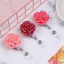 ID Name Card Anti-Lost Clip Rose Shape Badges Holder Key Ring Badge Reel