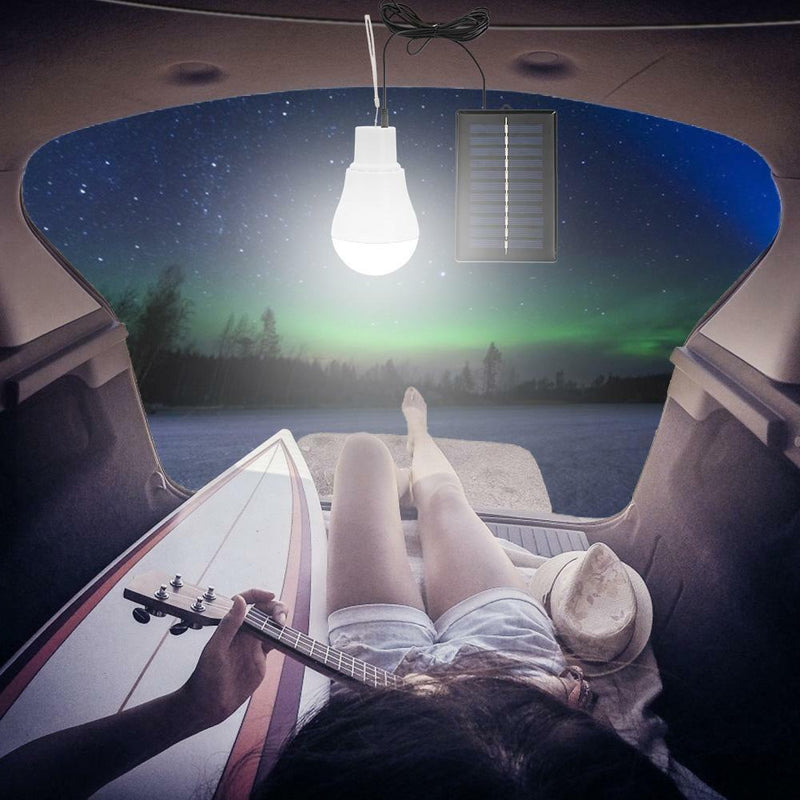 15W Outdoor LED Solar Tent Lamp Yard Portable Camping Bulb Light Rechargeable