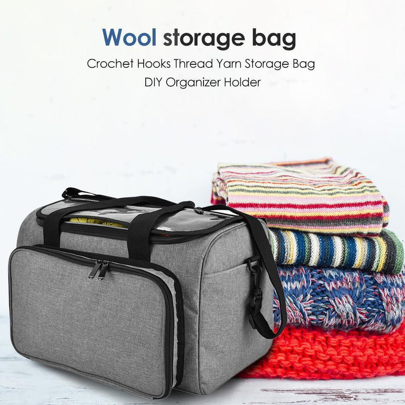 Knitting Sewing Needles Storage Bag Portable Yarn Tote Hooks Organizer